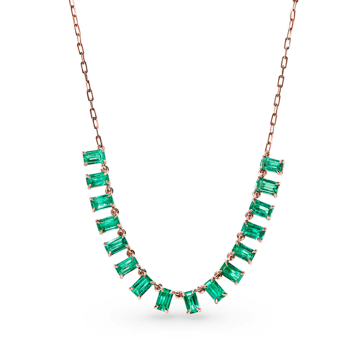 #color_14K Rose Gold Green Emerald Necklace