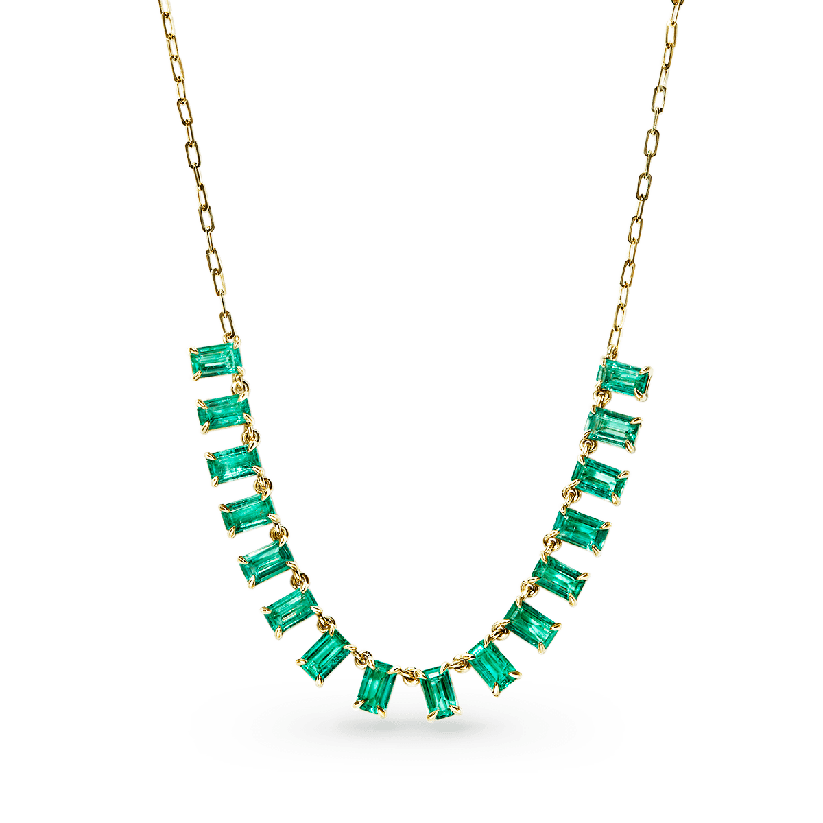 #color_14K Yellow Gold Green Emerald Necklace