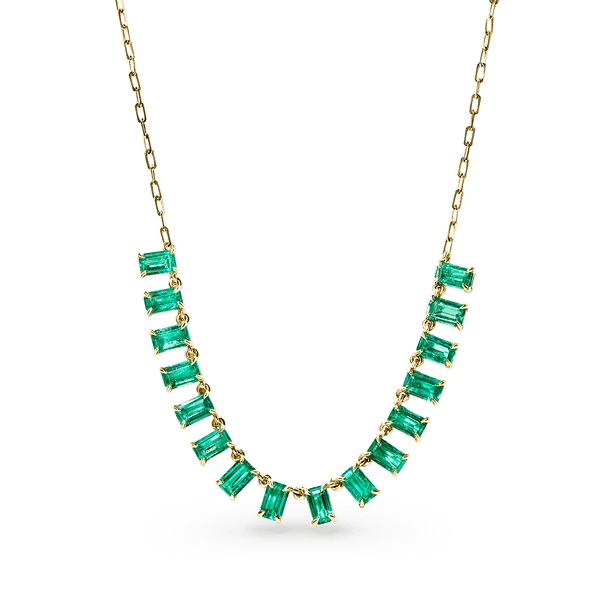 14K Yellow Gold Green Emerald Necklace