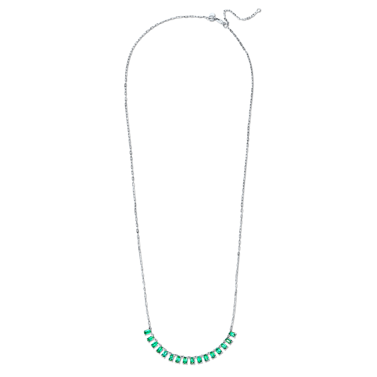 14K White Gold Green Emerald Necklace