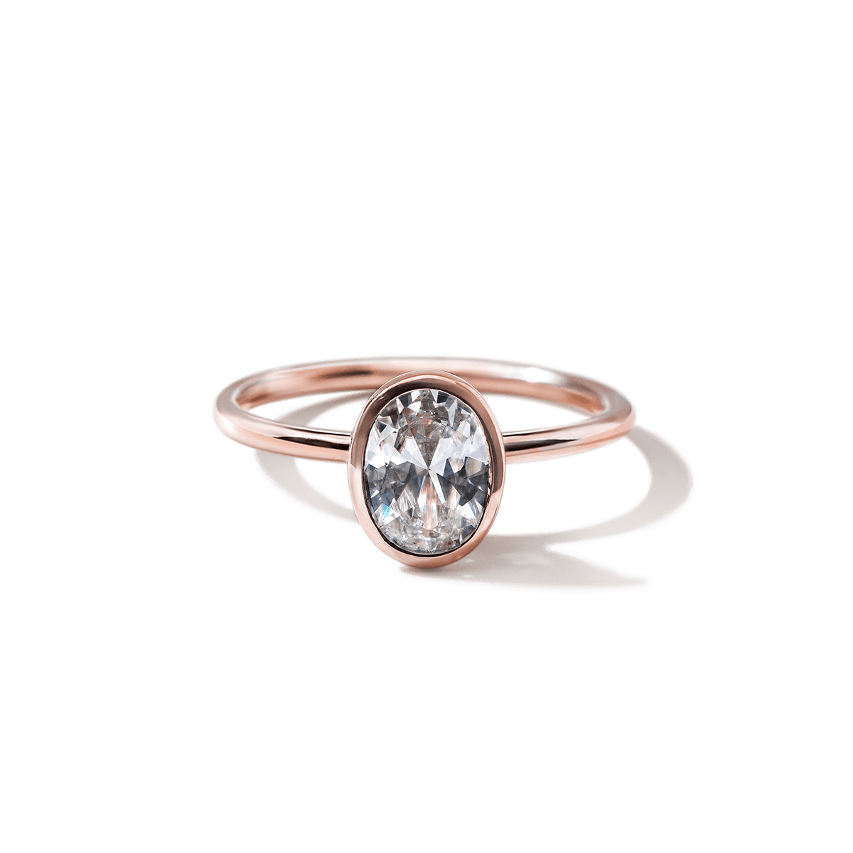 #color_18K Rose Gold Bezel Oval Diamond Engagement Ring