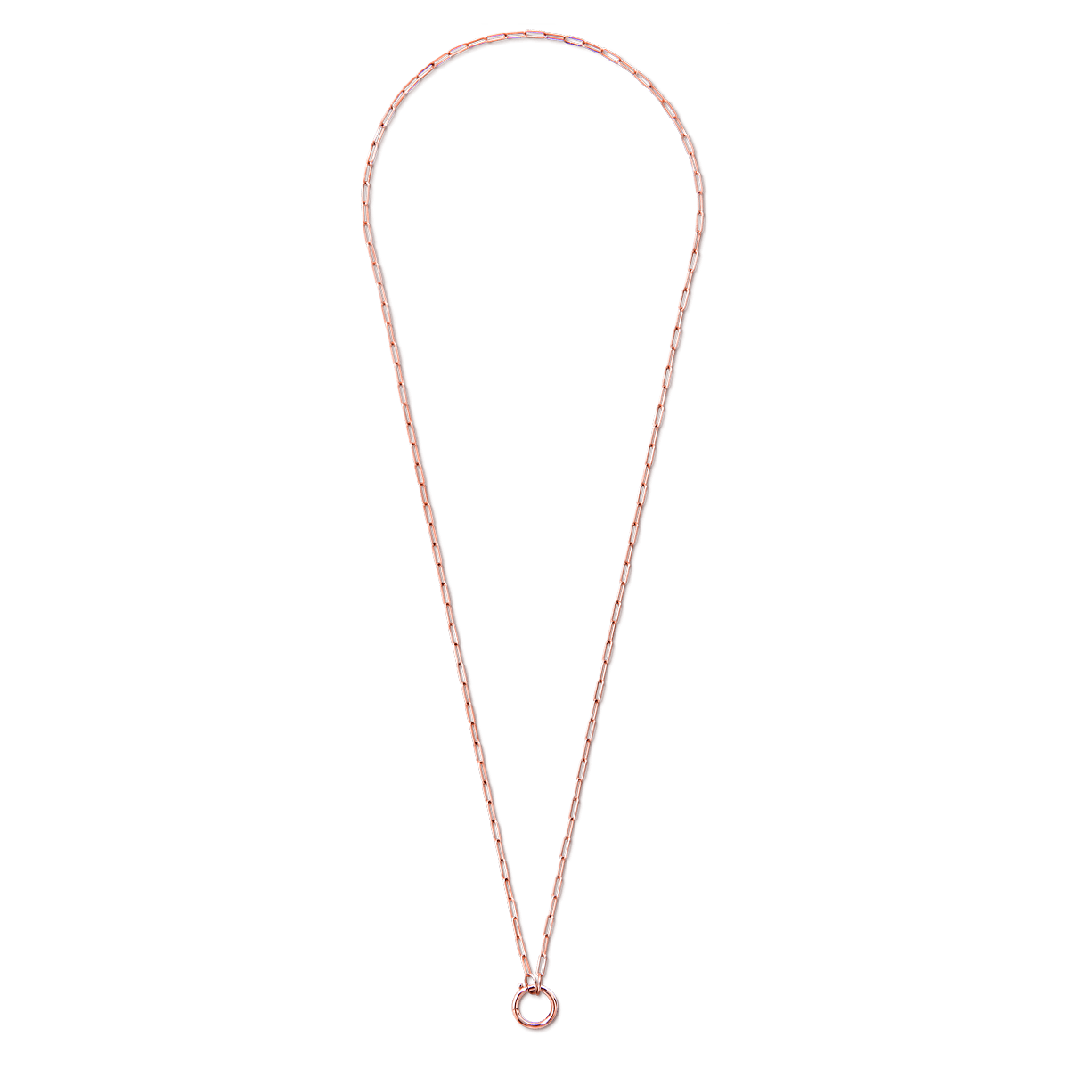 #color_14K Rose Gold 18" paperclip chain with lariat petite with hinged jump ring connector