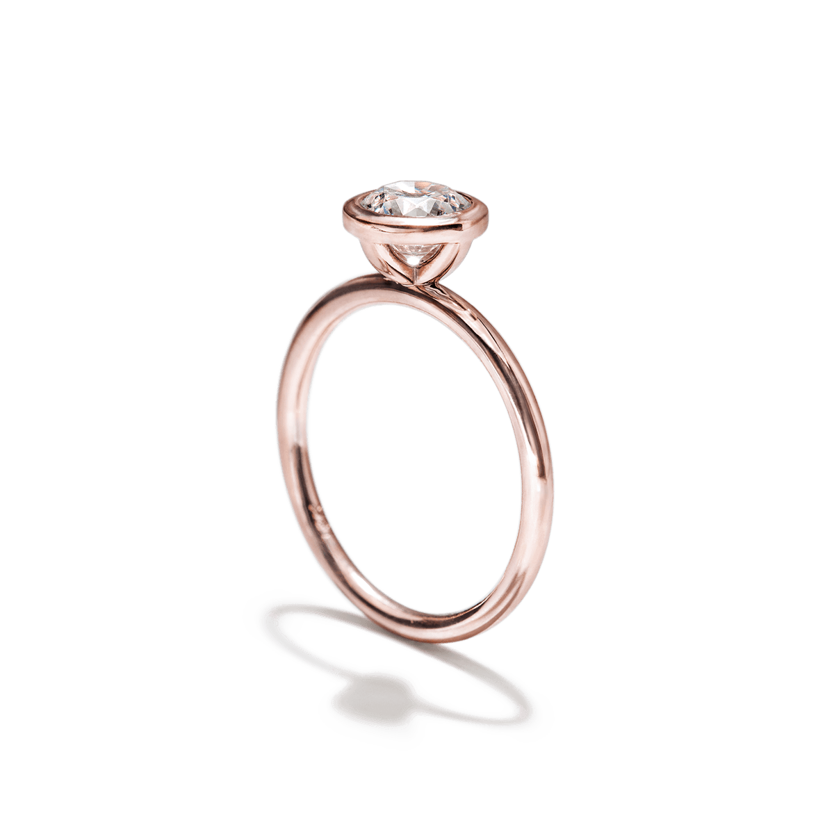 #color_18K Rose Gold Round Bezel Diamond Engagement Ring