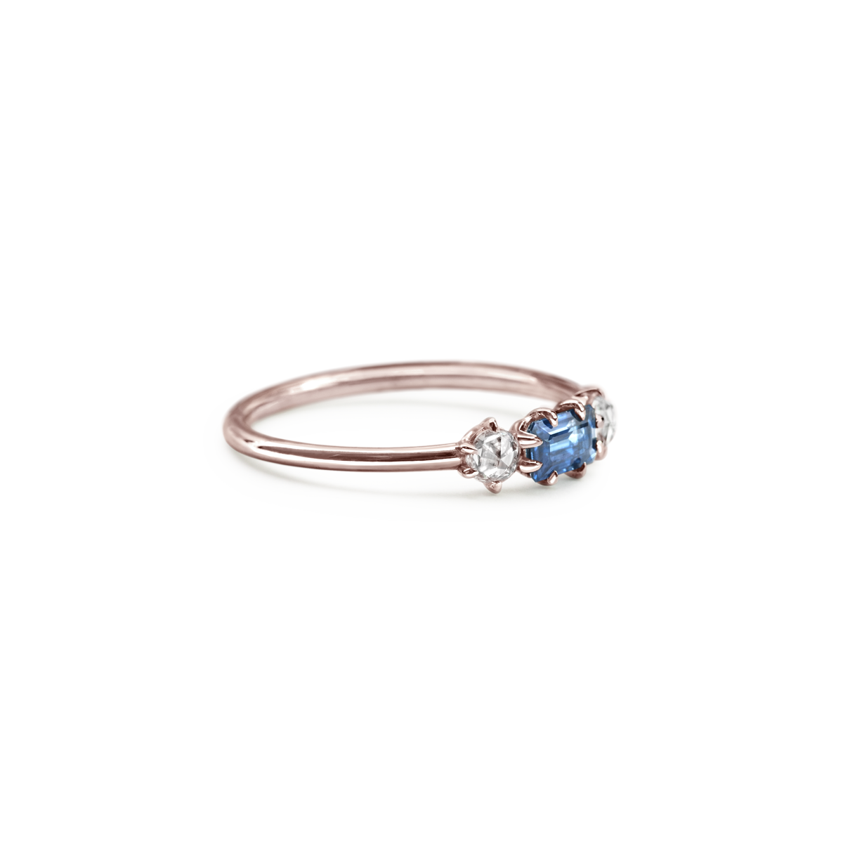 #color_14K Rose Gold, Blue Sapphire & Rose Cut