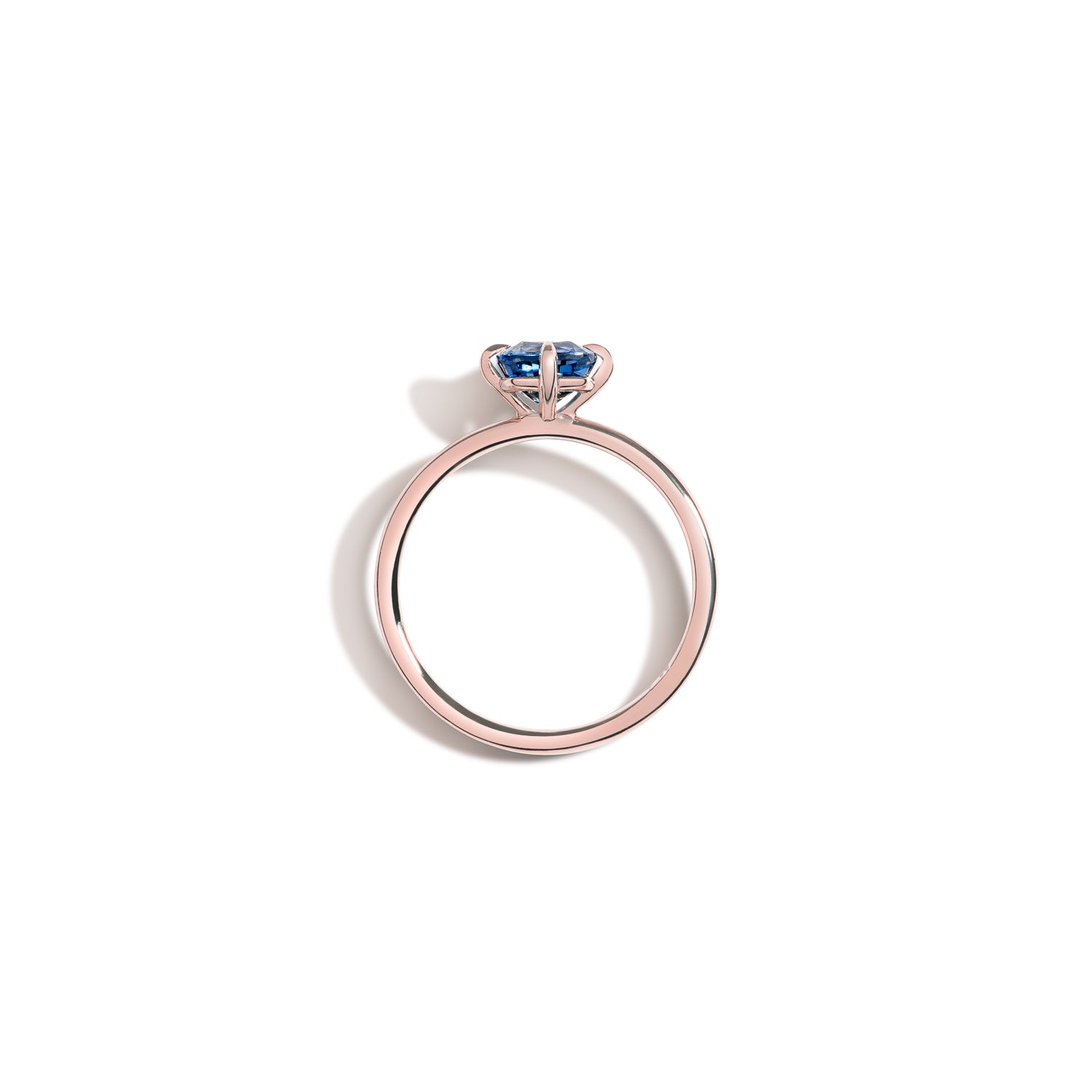 #color_18K Rose Gold Blue Sapphire Cushion Engagement Ring