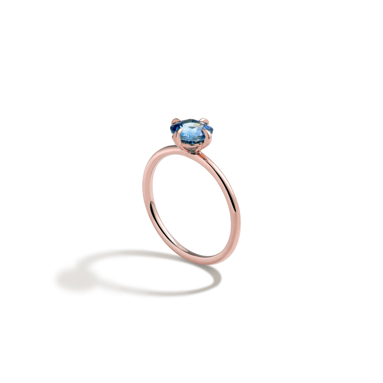 #color_18K Rose Gold Blue Sapphire Cushion Engagement Ring