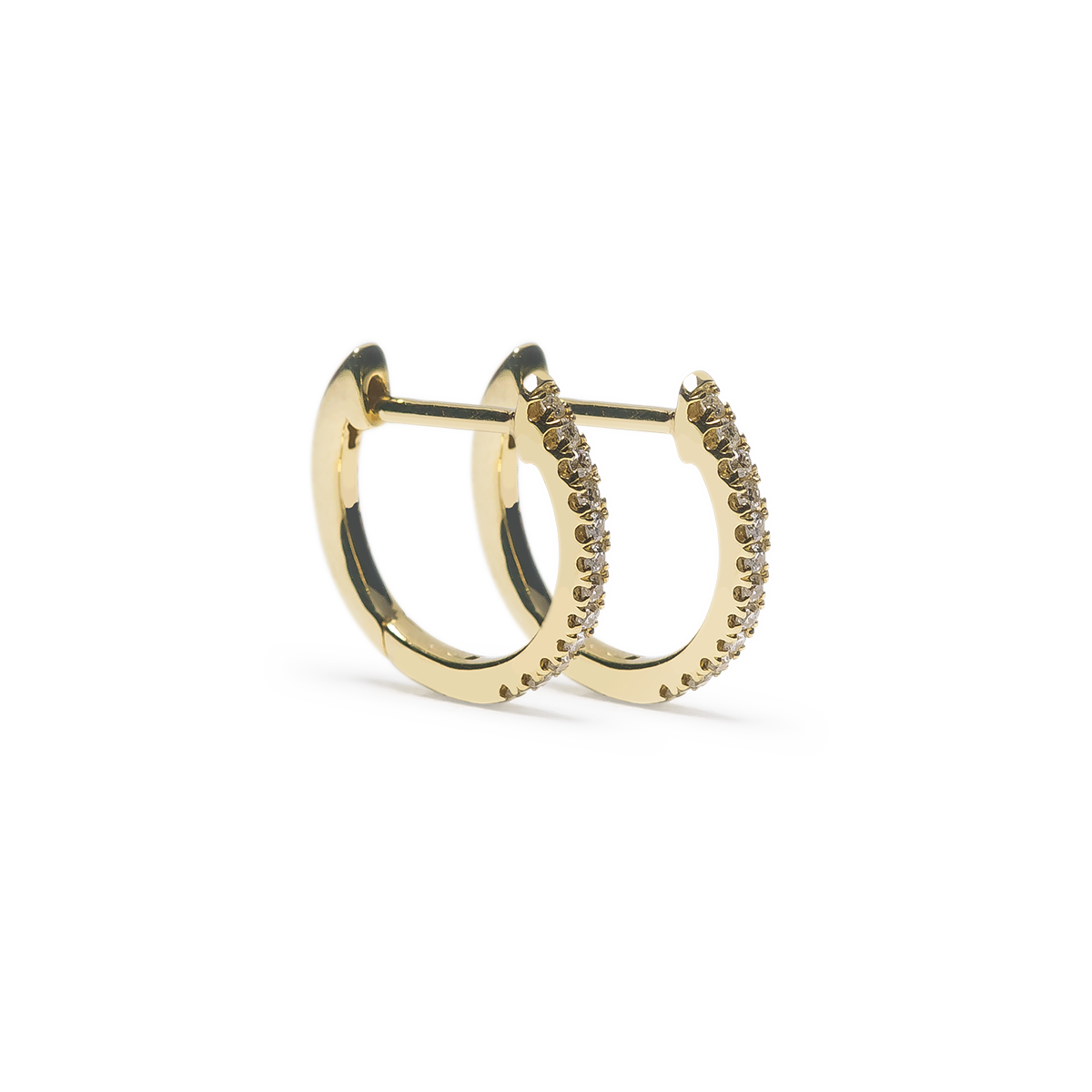 #color_14K Yellow Gold Huggie Diamond Hoops