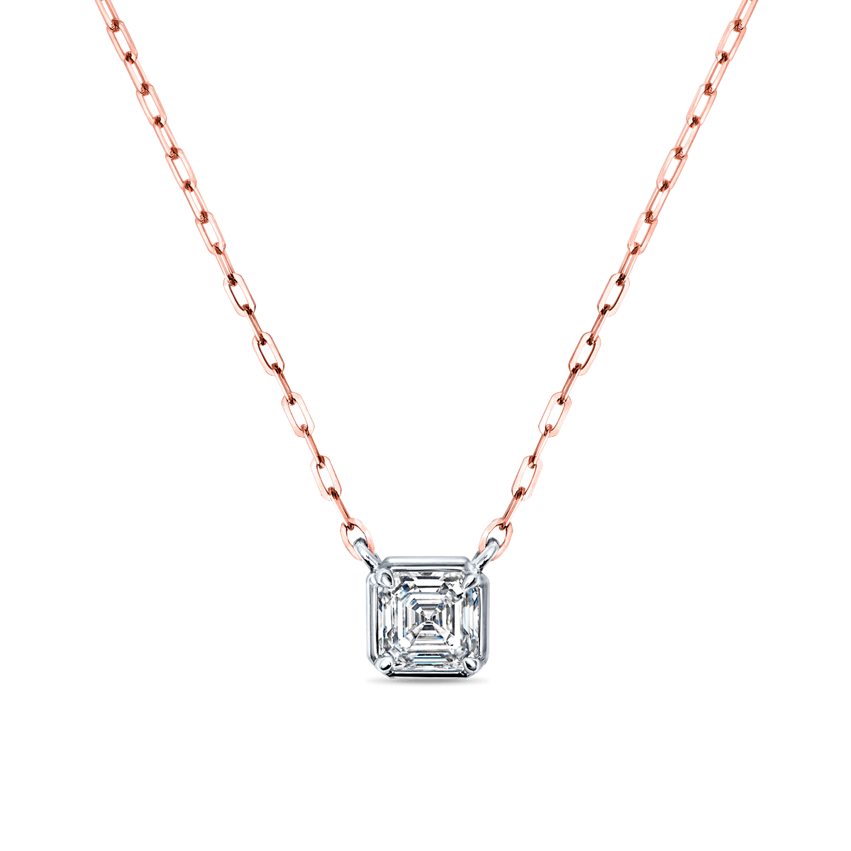 #color_14K Rose Gold Asscher Diamond Lab Grown Pendant