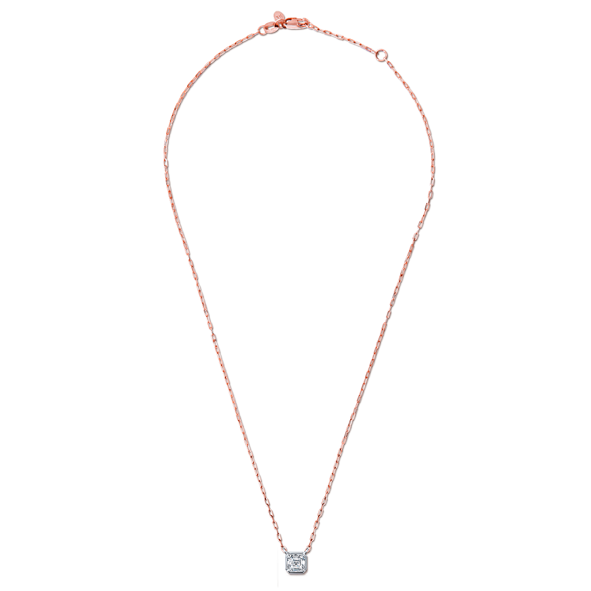 #color_14K Rose Gold Asscher Diamond Lab Grown Pendant