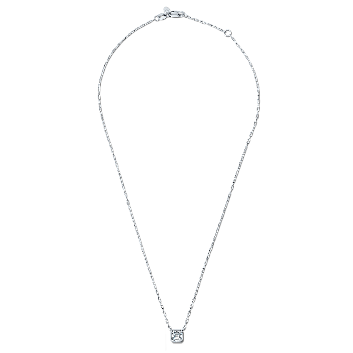 14K White Gold Asscher Diamond Lab Grown Pendant