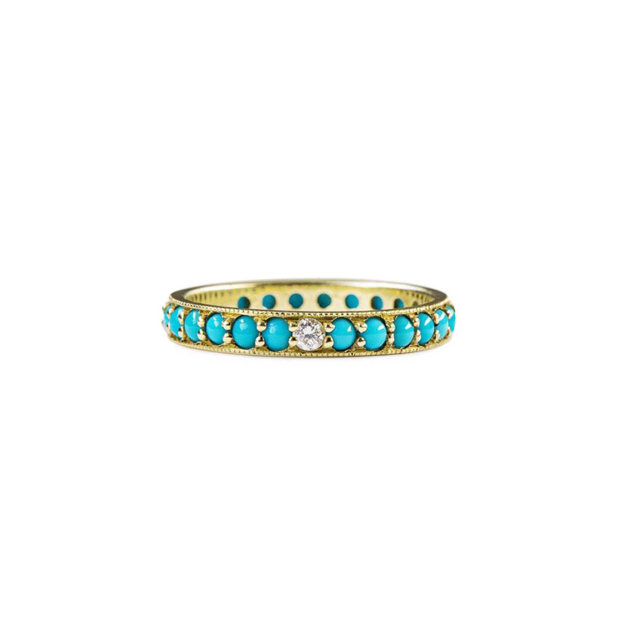 #color_14K Yellow Gold Turquoise and Diamond Ring
