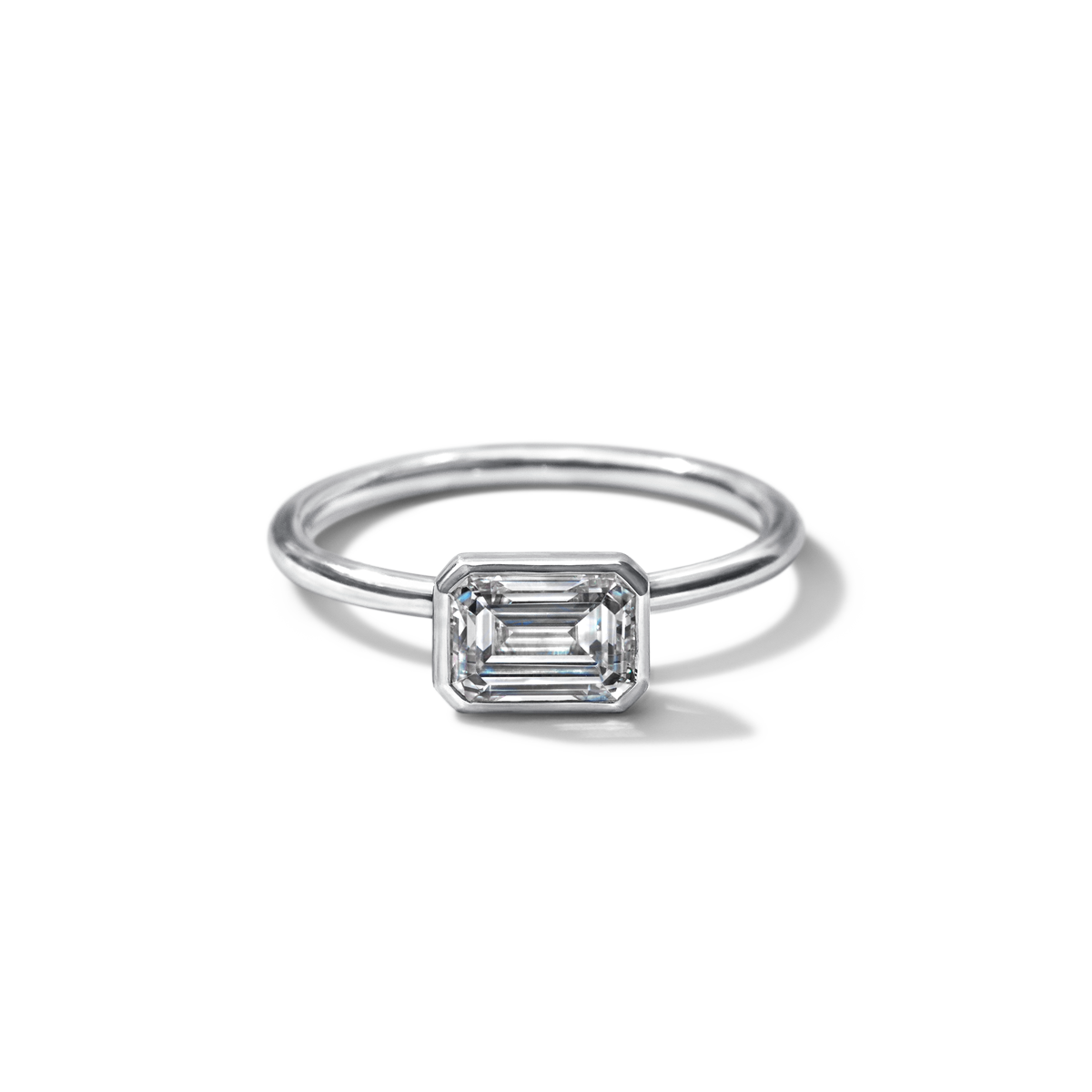 #color_18K White Gold #color_Platinum Emerald Bezel Diamond Engagement Ring