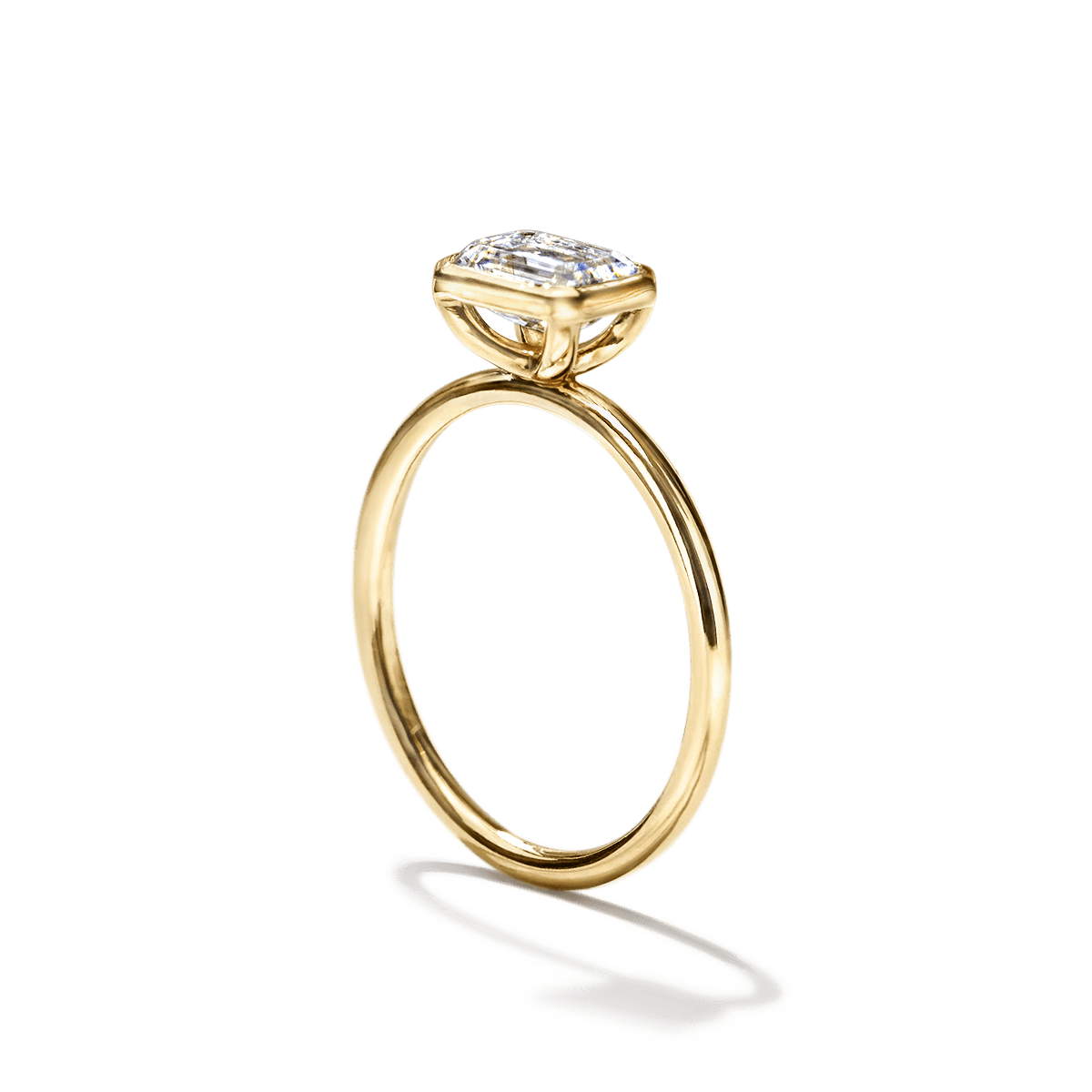 #color_18K Yellow Gold Emerald Bezel Diamond Engagement Ring