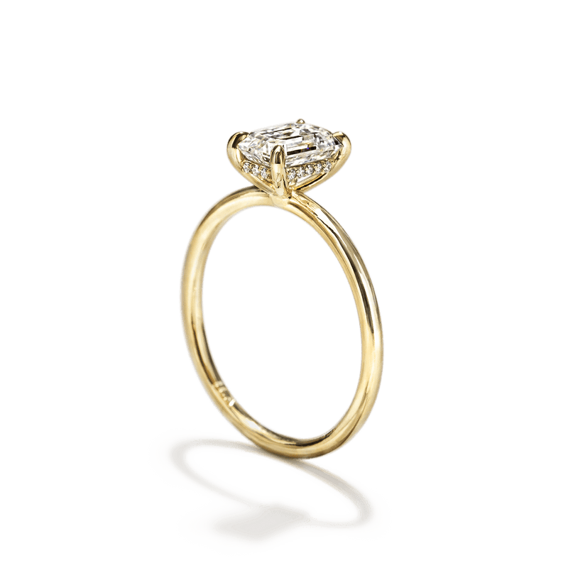 ILA 18K Yellow Gold Emerald Hidden Halo Pave Engagement Ring