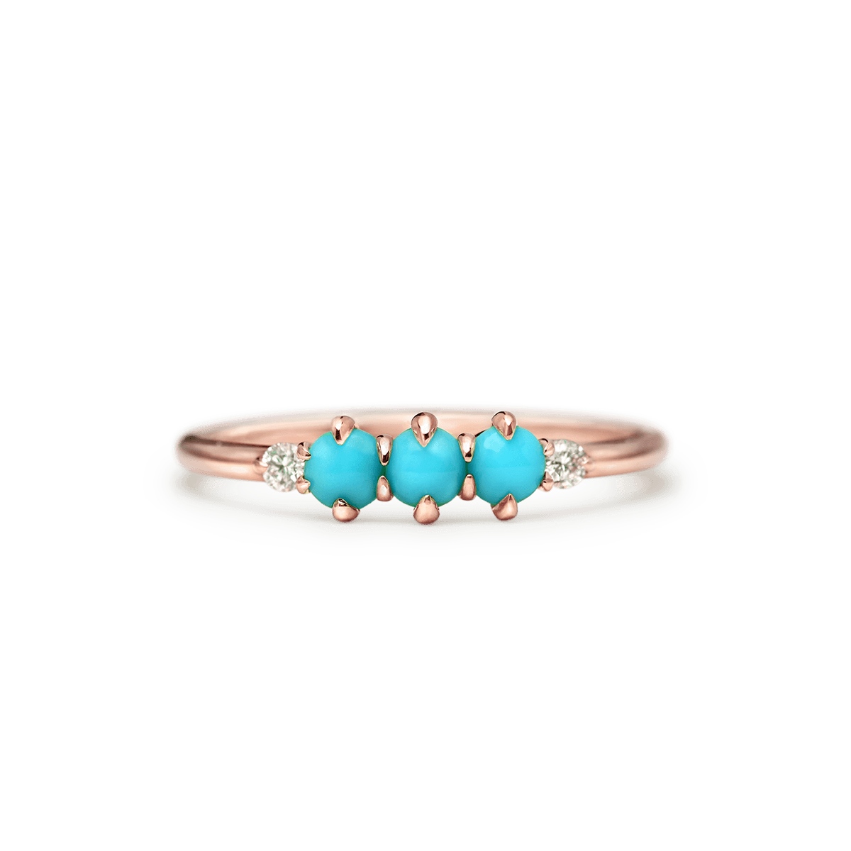 #color_14K Rose Gold Turquoise and Diamond Ring