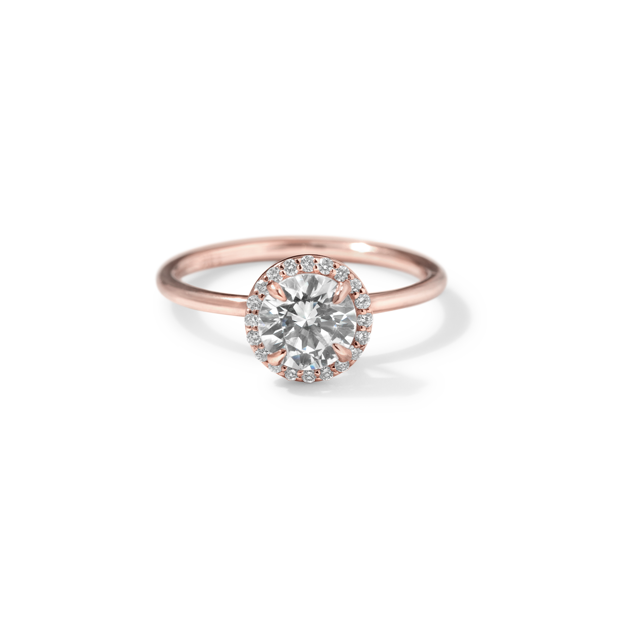 #color_18K Rose Gold Round Halo Engagement Ring