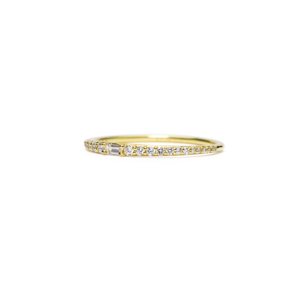 #color_14K Yellow Gold Lamont designer diamond band with baguette and tapering round diamonds in gold