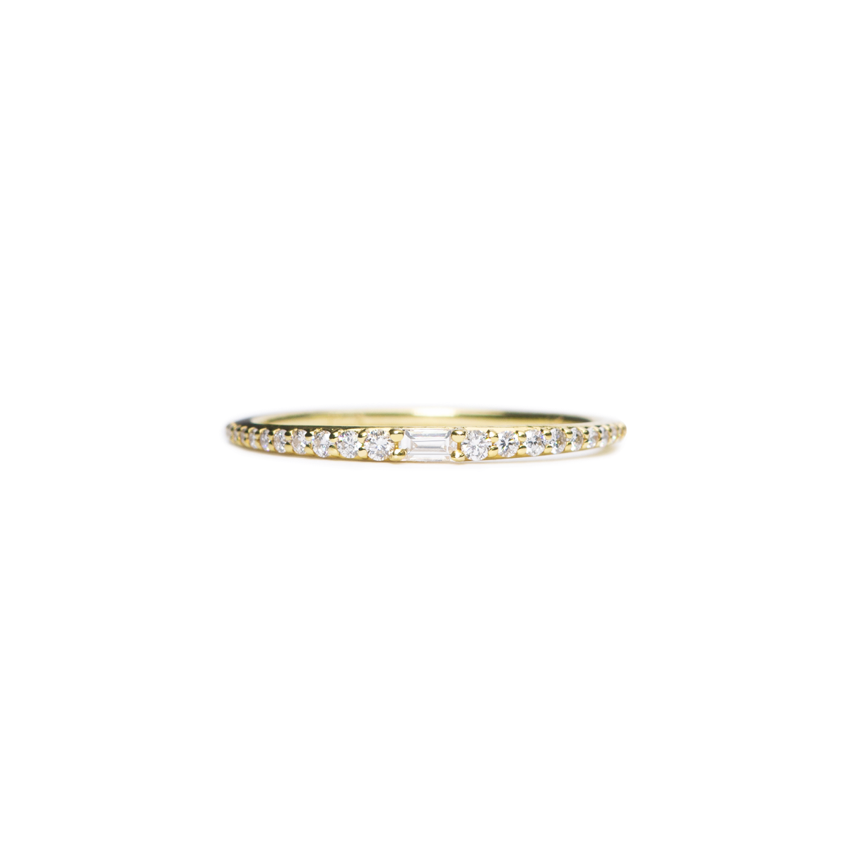 #color_14K Yellow Gold Lamont designer diamond band with baguette and tapering round diamonds in gold