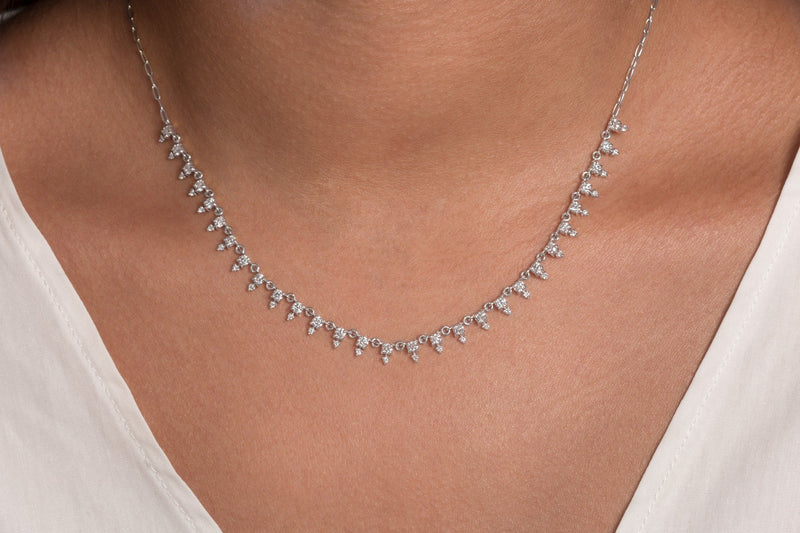 14K White Gold Platinum Diamond Necklace