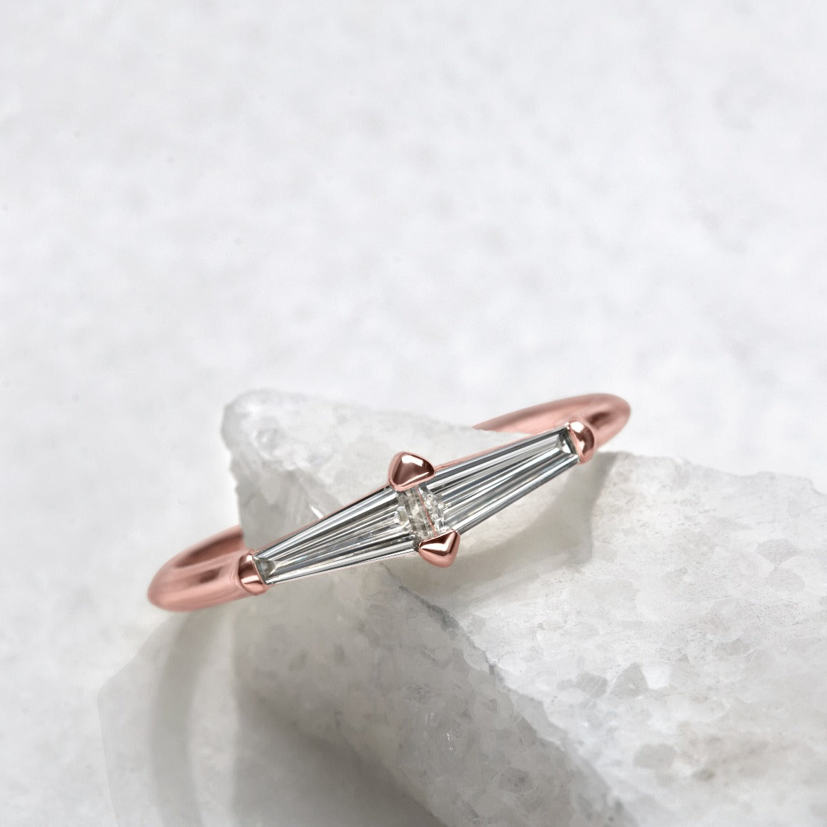 #color_14K Rose Gold Perryn Baguette Diamond Ring