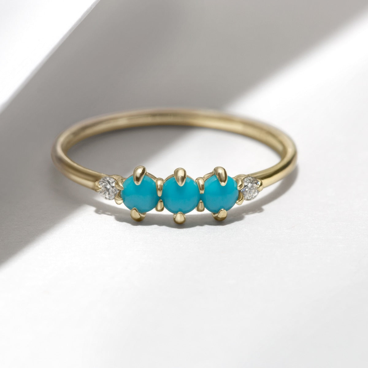 #color_14K Yellow Gold Turquoise and Diamond Ring