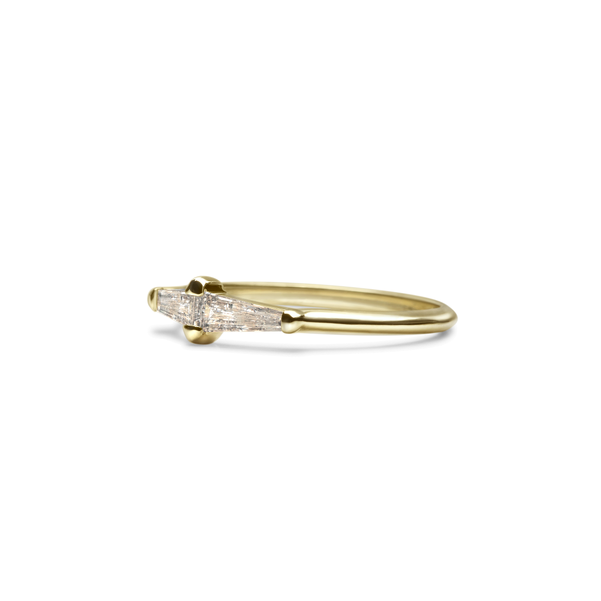 #color_14K Yellow Gold East West Emerald Diamond Ring