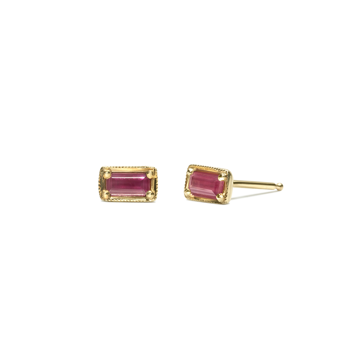 #color_14K Yellow Gold Ruby Baguette Stud