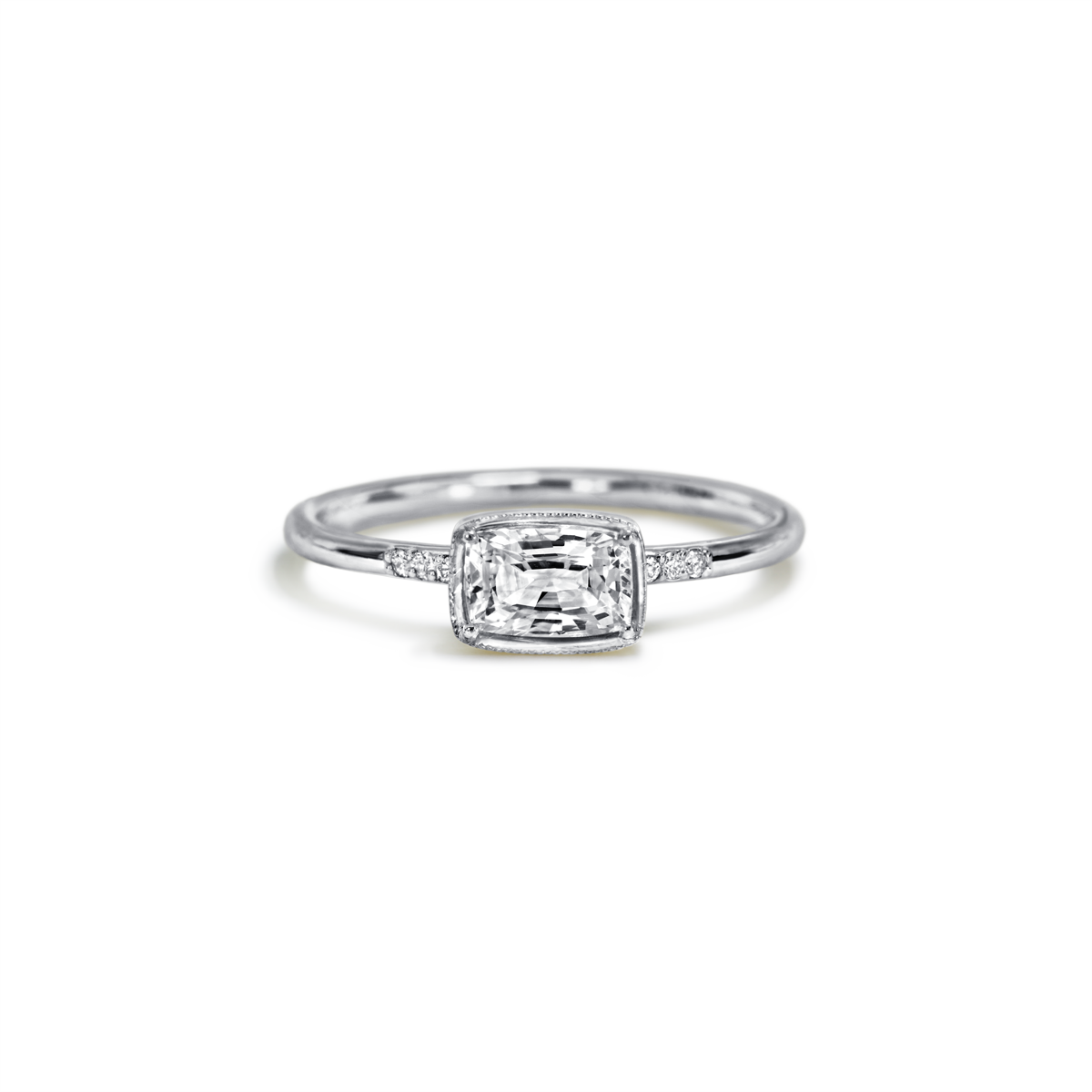 #color_14K White Gold Karina Diamond White Sapphire Ring