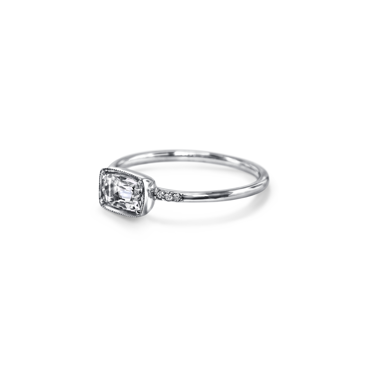 #color_14K White Gold Karina Diamond White Sapphire Ring