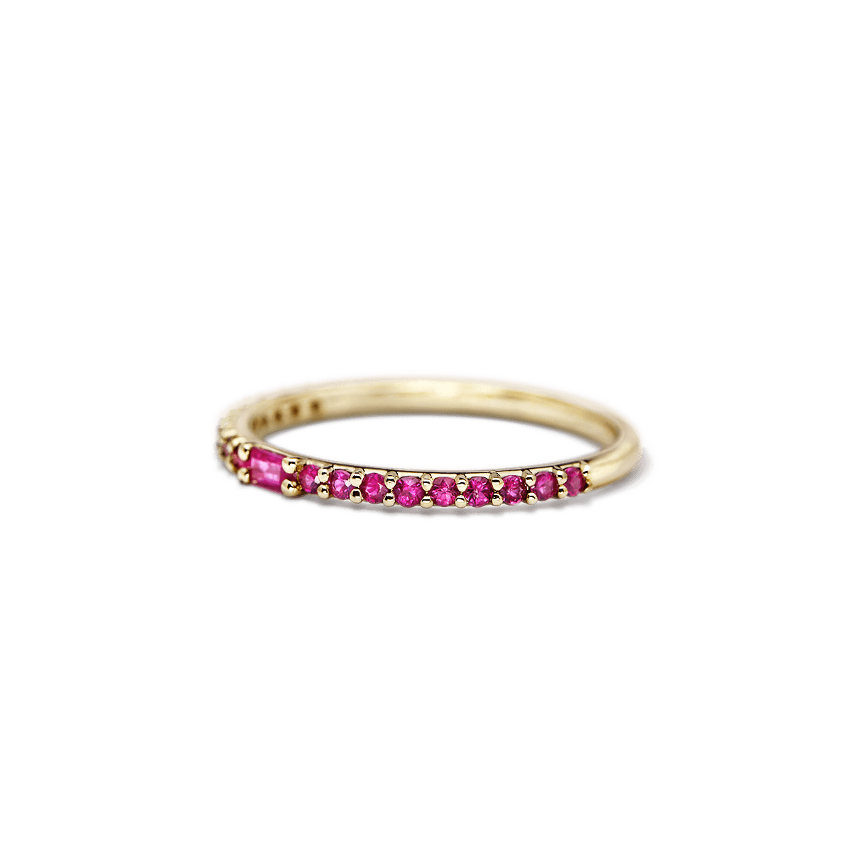 #color_14K Yellow Gold, Baguette Ruby Band