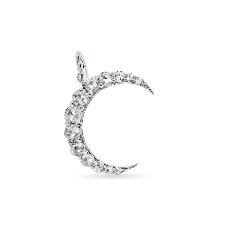 Waning Moon Rose Cut Diamond Pendant