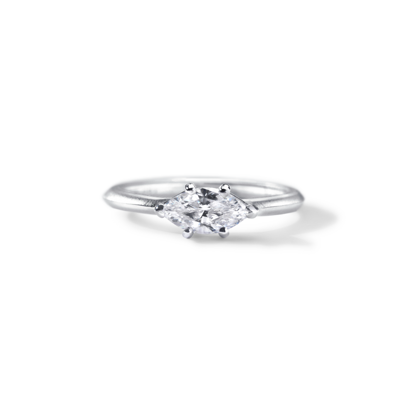 Platinum Marquise Engagement Ring East West