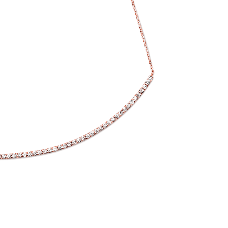 14K Rose Gold Selma diamond bar necklace