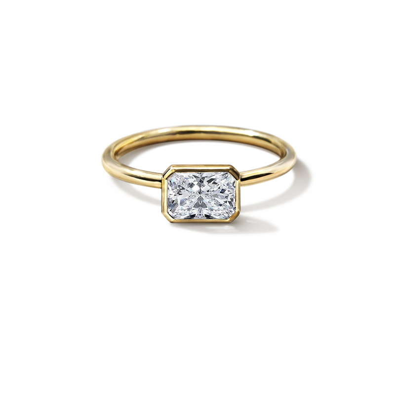 18K Yellow Gold Radiant Bezel Engagement Ring