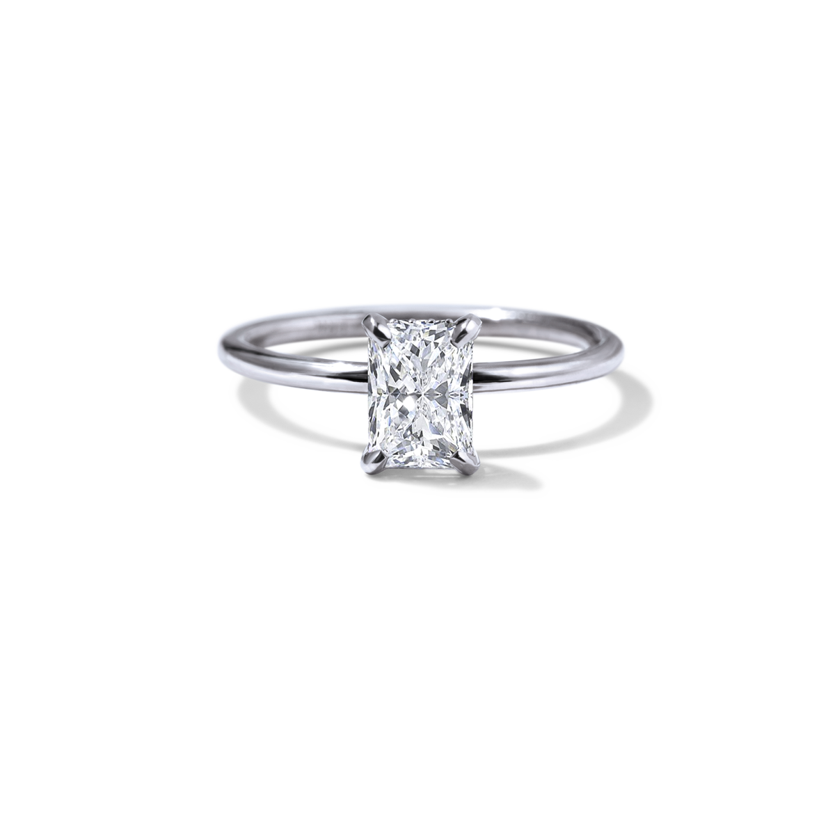 ILA Platinum 18K White Gold Radiant Hidden Halo Pave Engagement Ring