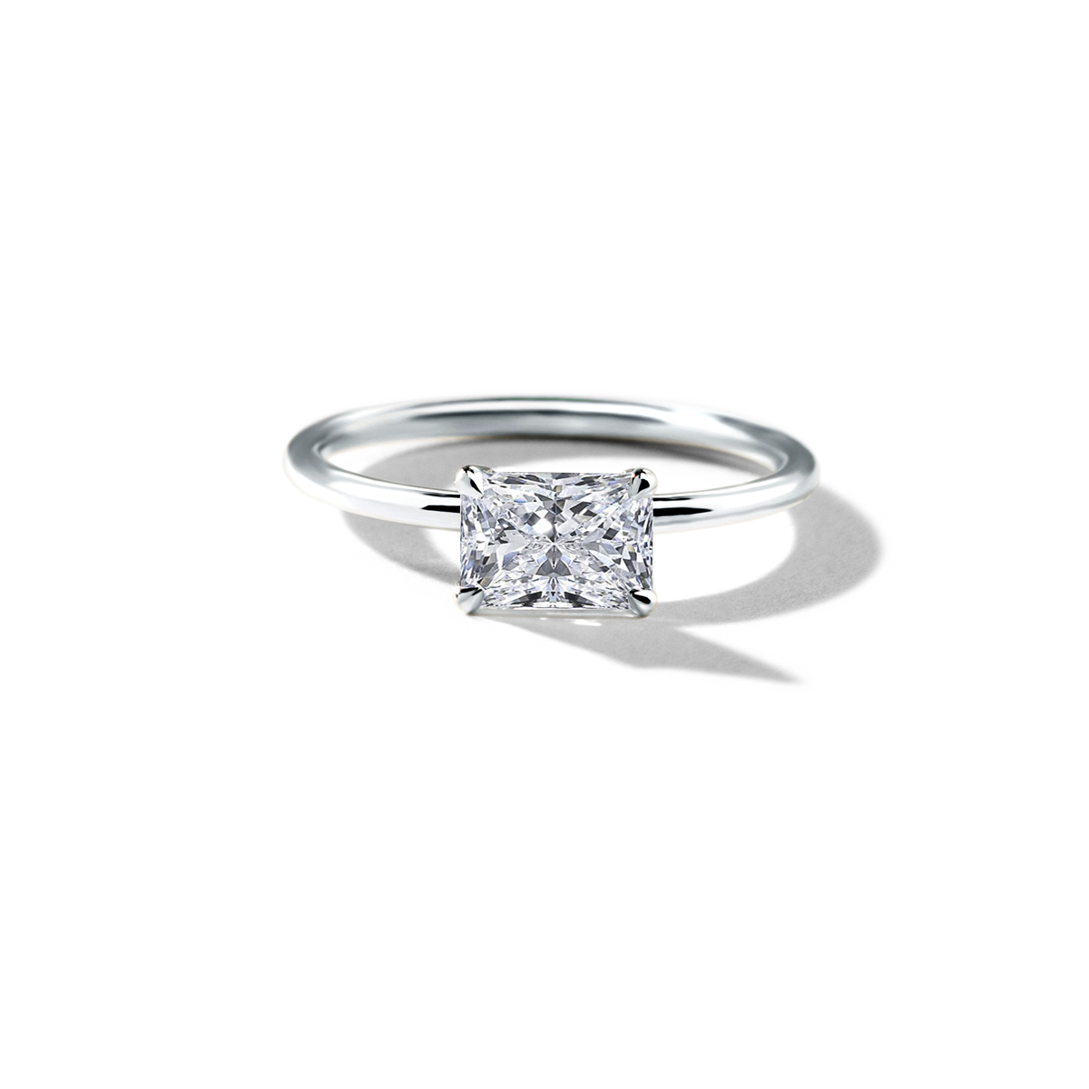 ILA Platinum 18K White Gold Radiant Hidden Halo Pave Engagement Ring