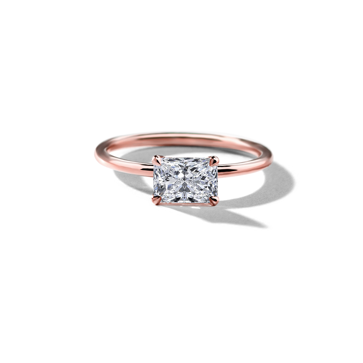 ILA #color_18K Rose Gold Radiant Hidden Halo Pave Engagement Ring