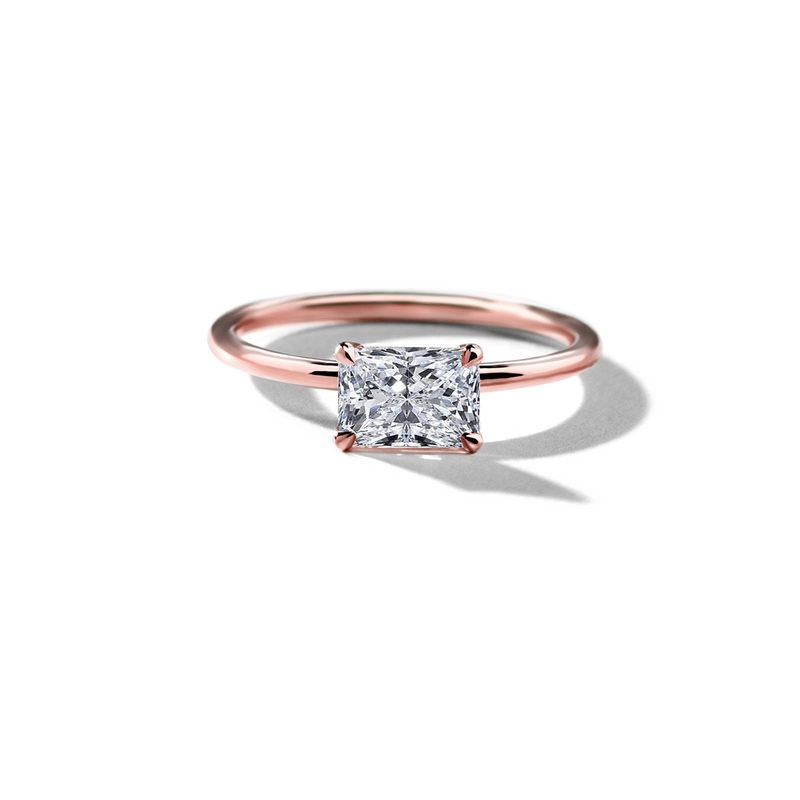 ILA 18K Rose Gold Radiant Hidden Halo Pave Engagement Ring