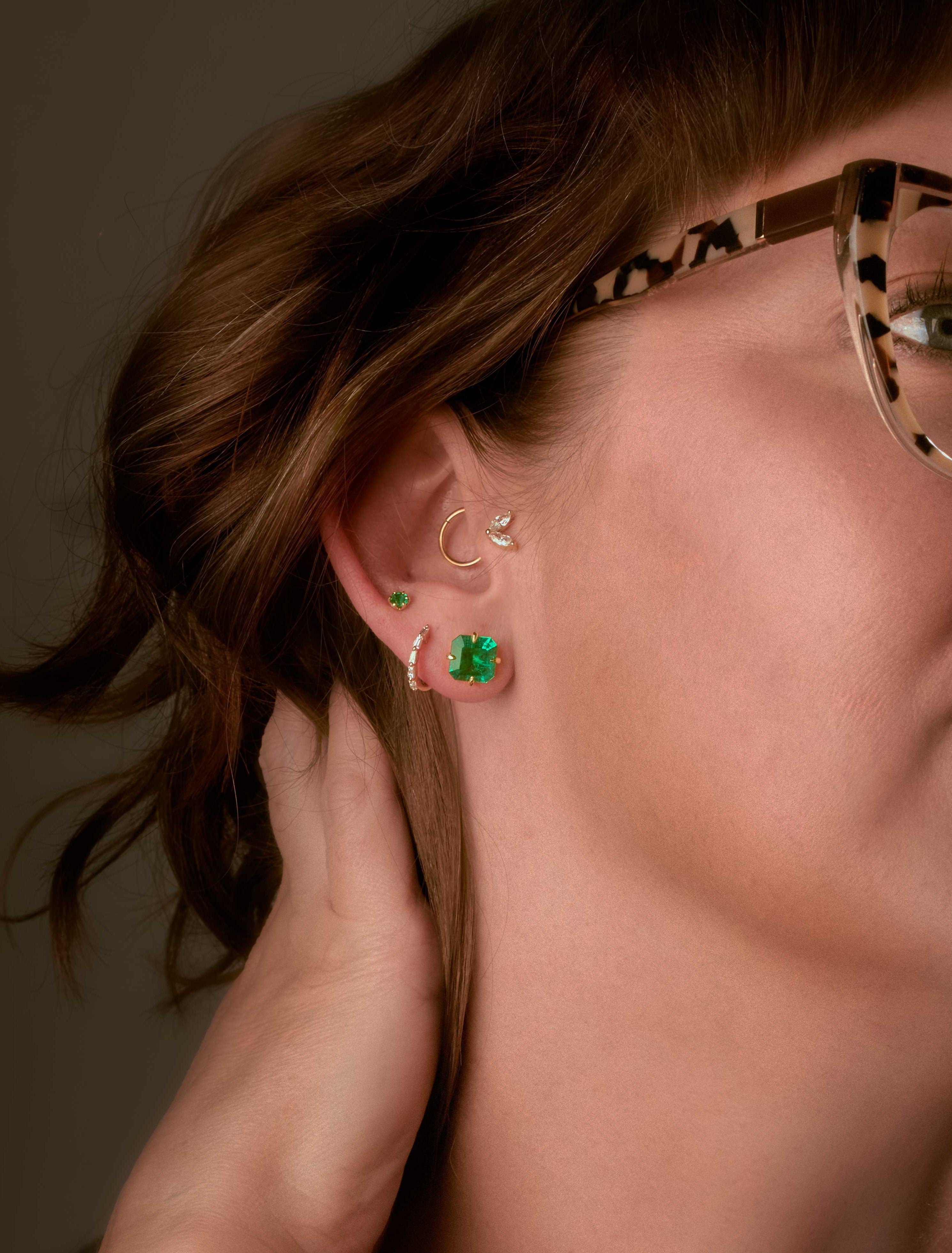 Emerald Asscher Studs