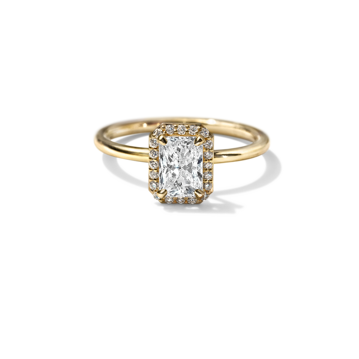 #color_18K Yellow Gold Radiant Halo Engagement Ring