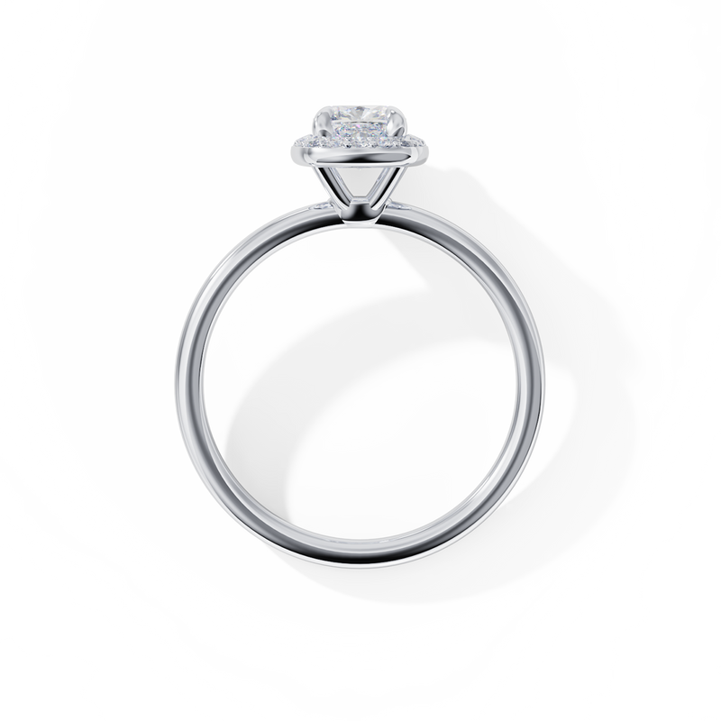 18K White Gold Platinum Cushion Halo Engagement Ring