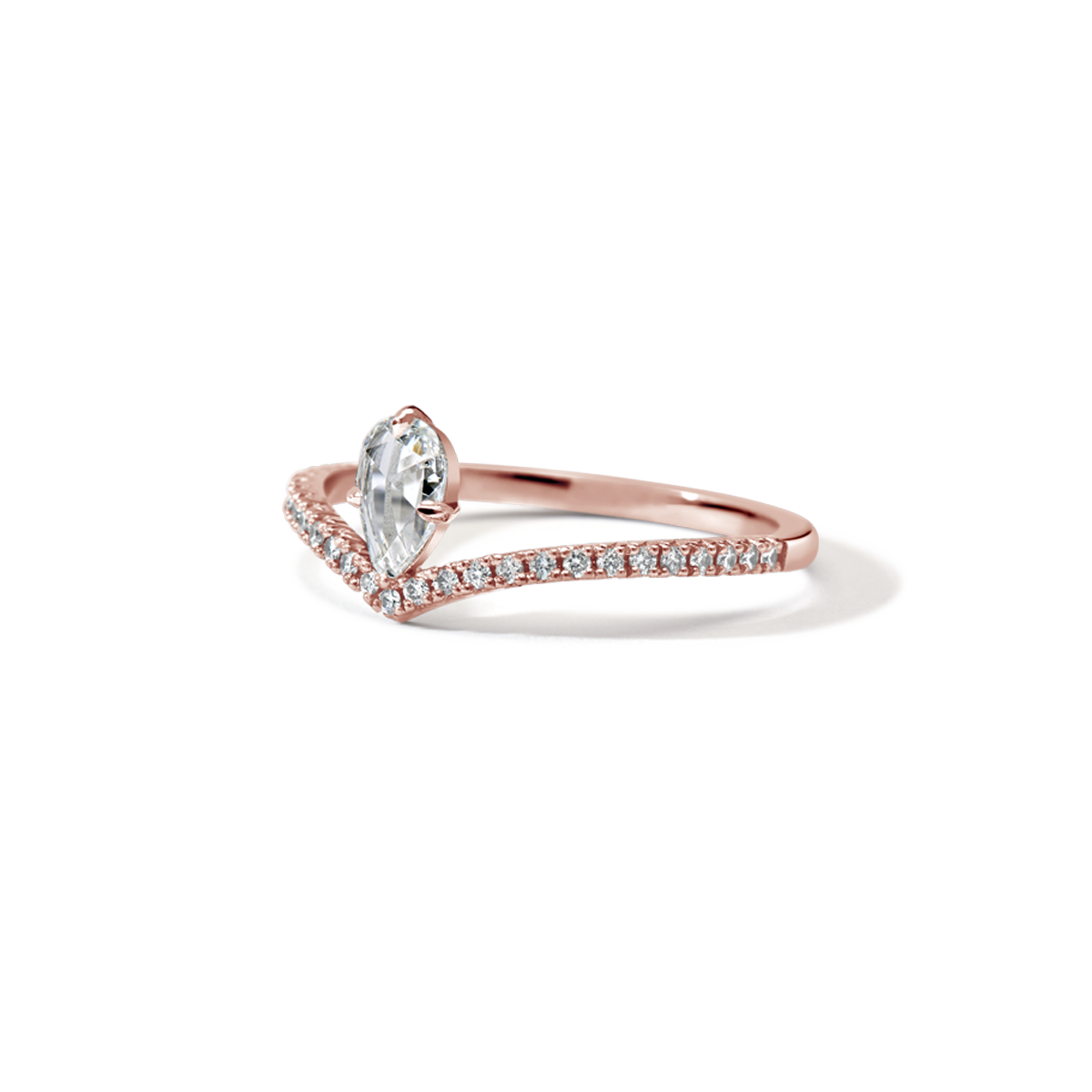 18K rose gold Rosecut Pear Shape Diamond