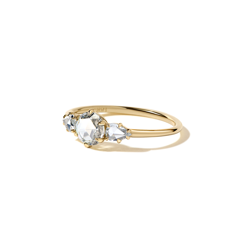 18K Yellow Gold Rose Cut Diamonds Trio