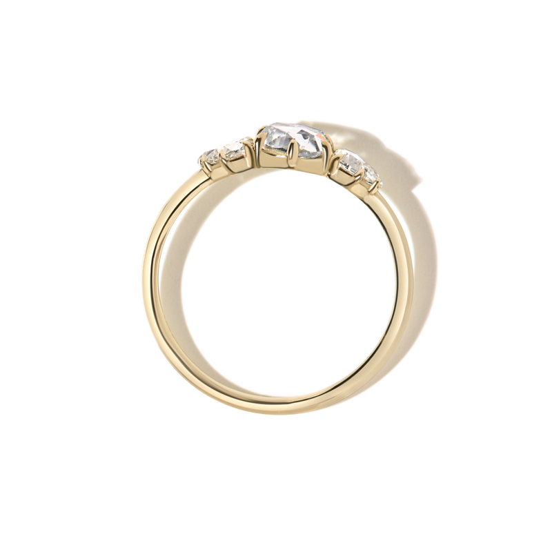 18K Yellow Gold Rose Cut Diamonds Trio