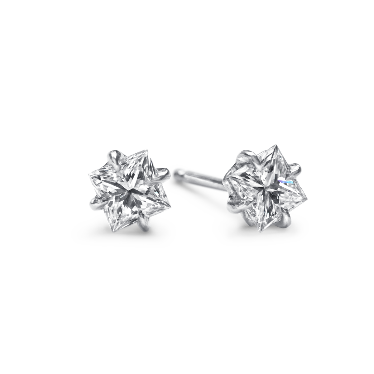 #color_14K White Gold #color_Platinum Princess Studs