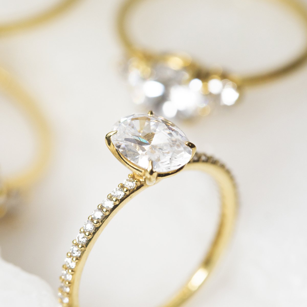 Solitaire Pave Engagement Ring