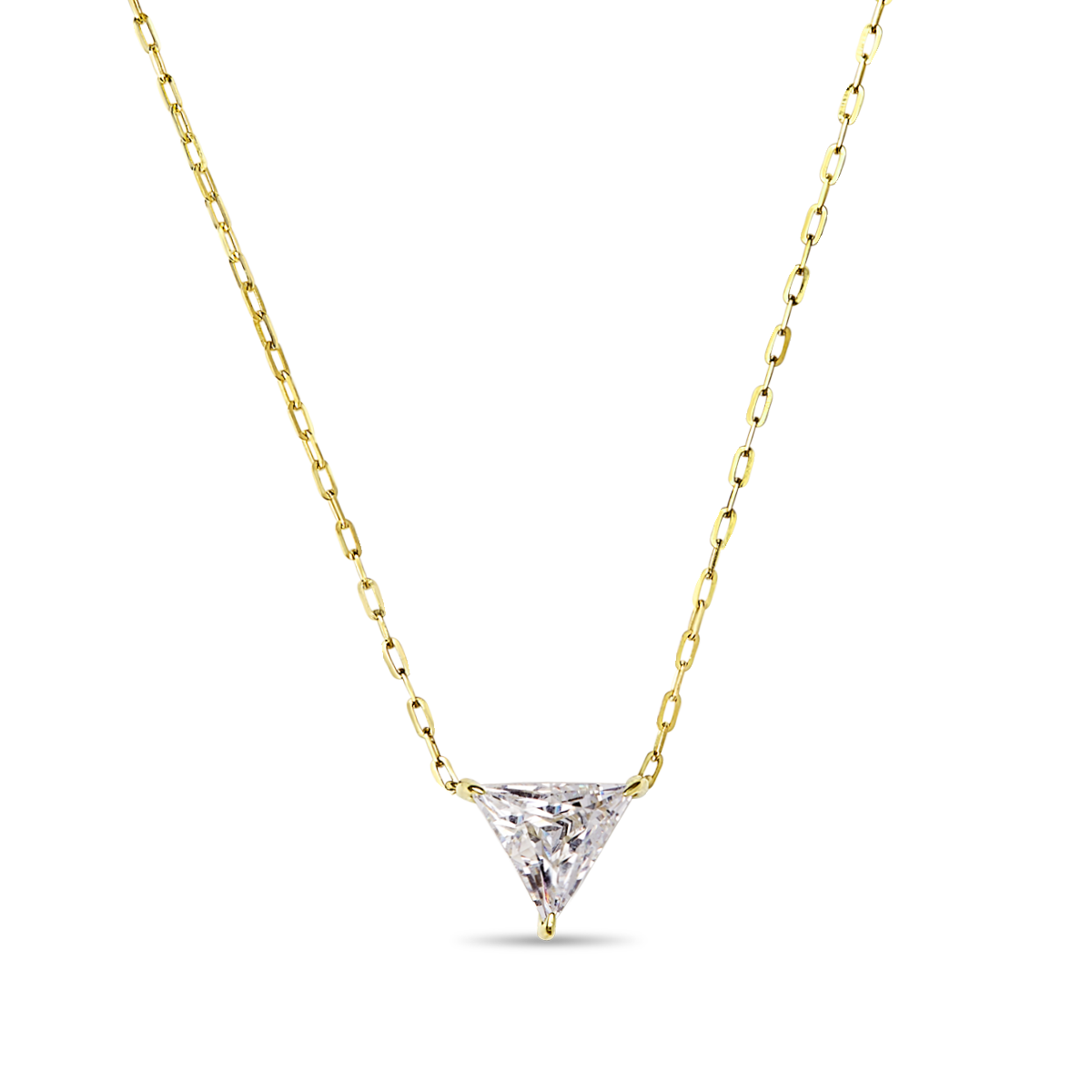 Designer #color_14K Yellow Gold Trillion Trilliant Diamond Pendant