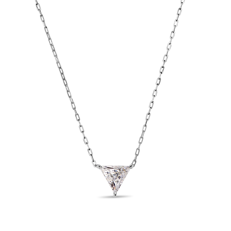 Designer 14K White Gold Platinum Trillion Trilliant Diamond Pendant