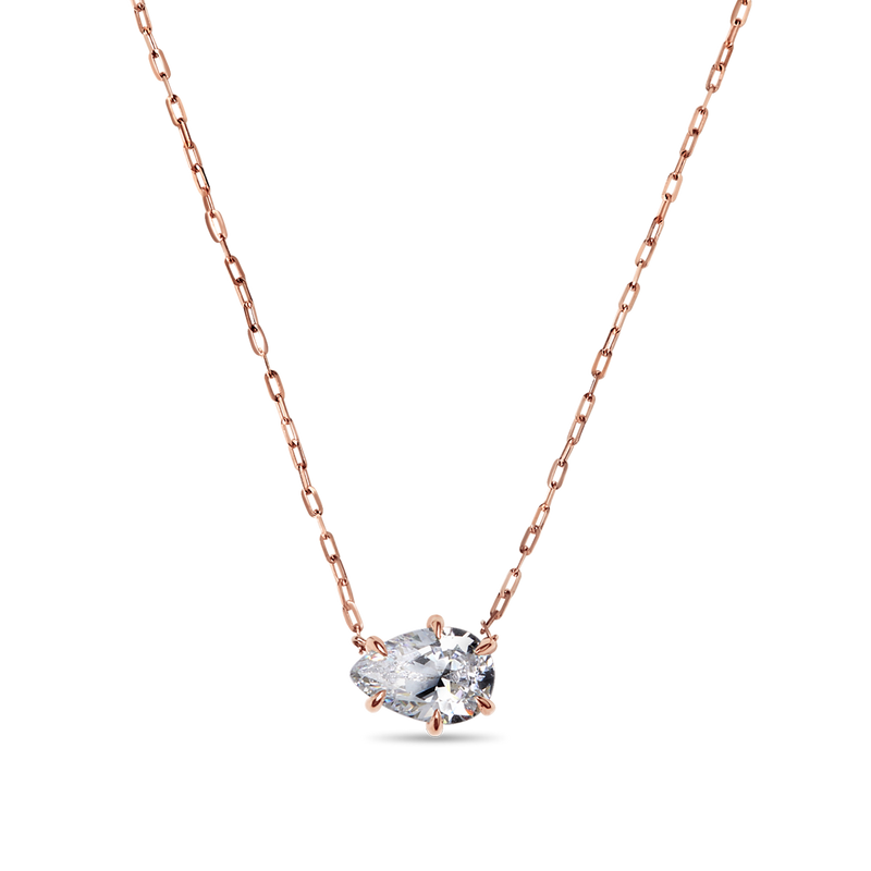 Designer 14K Rose Gold Pear Shape Diamond Pendant