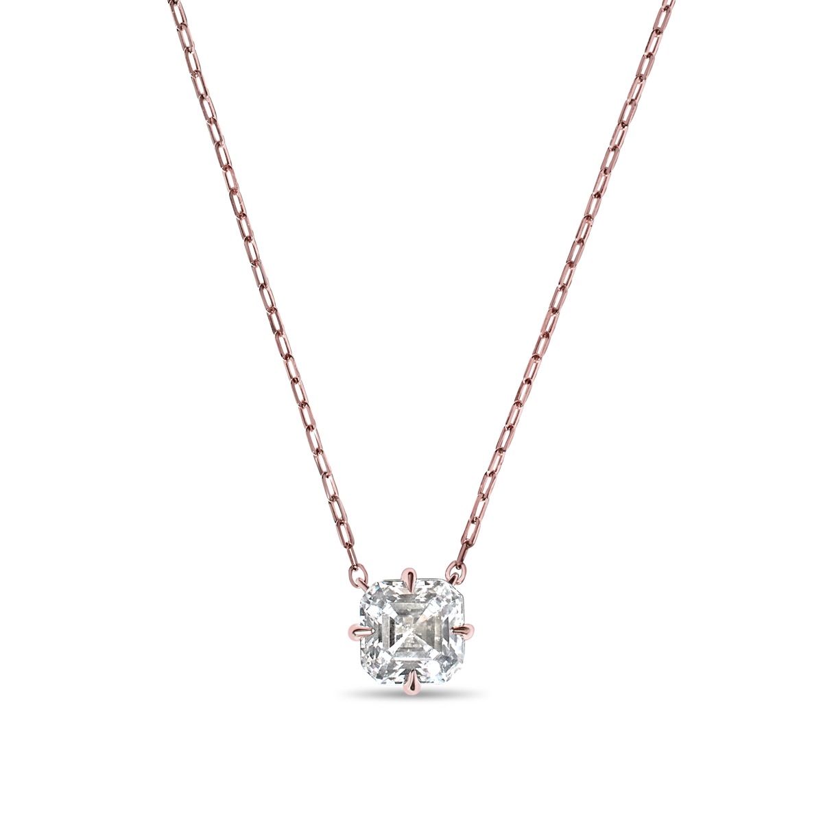 Asscher Solitaire Diamond Pendant